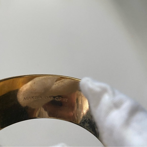 Gold and Pink Polka Dot Bangle Bracelet - Picture 2 of 6